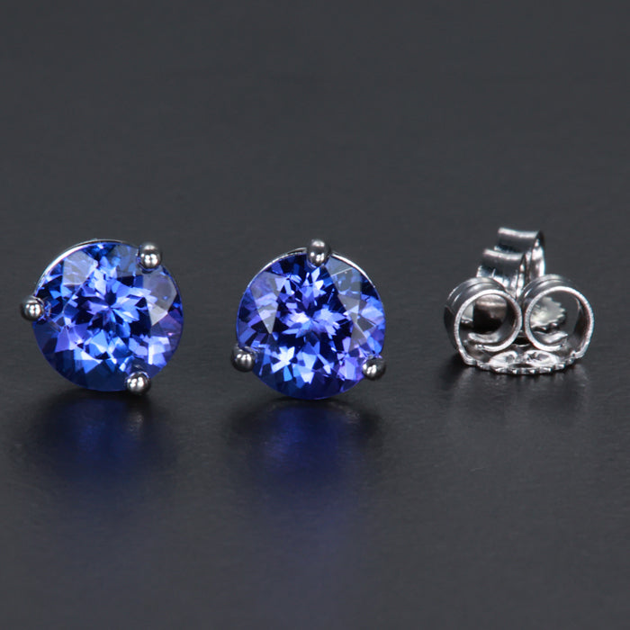 14k White Gold Tanzanite Stud Earrings 1.50 Carats