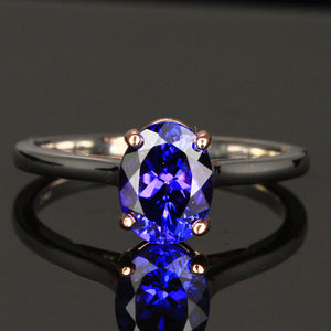 14K White and Rose Gold Oval Tanzanite Ring 1.84 Carats