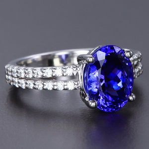 Oval Tanaznite and Diamond RIng