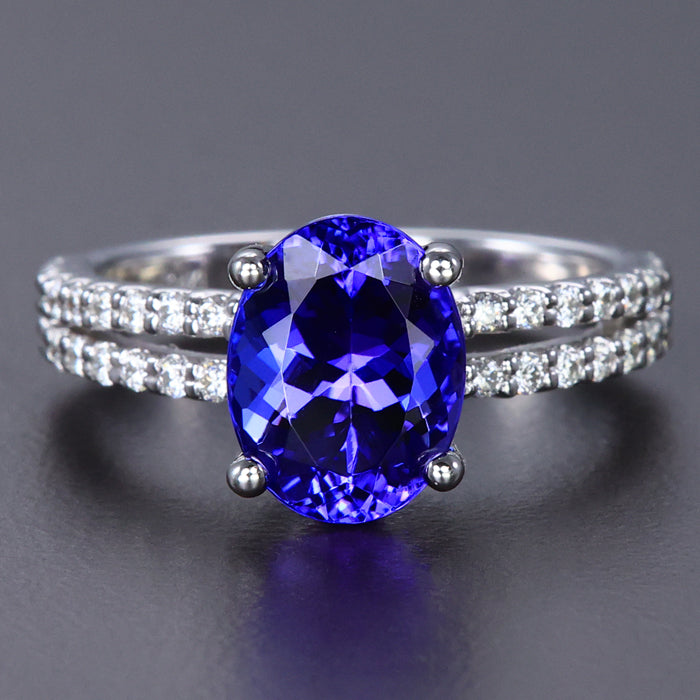 Oval Tanaznite and Diamond RIng