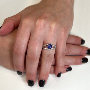 14k White Gold Tanzanite and Diamond Ring 1.35 Carats