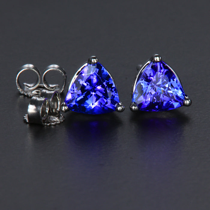 Whtie Gold Trilliant Tanzanite Stud Earrings