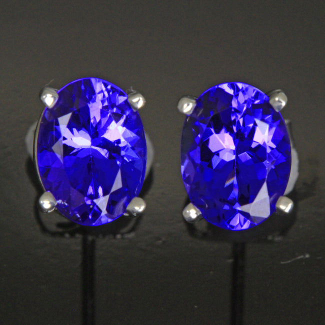 Vivid Color Tanzanite Earrings 2.54 Carats 