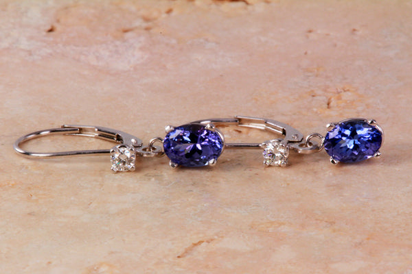 Tanzanite Earrings 1.81 Carat Blue Violet Intense Color