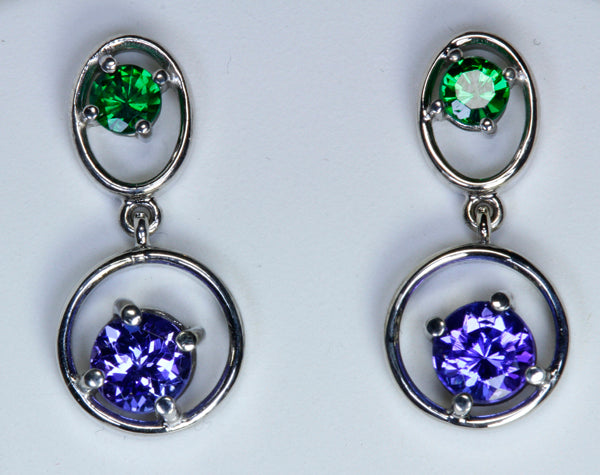 Tanzanite and Tsavorite Earrings