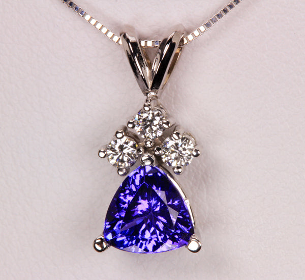 Trilliant Tanzanite and Diamond Pendant