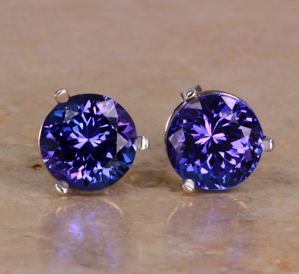 Tanzanite Earrings 3.86 Carat Blue Violet Exceptional Color