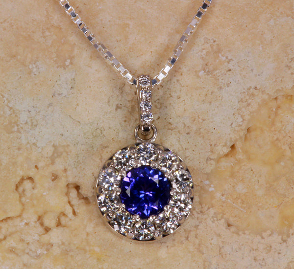 Tanzanite pendant with Half Carat of Fine Diamonds 