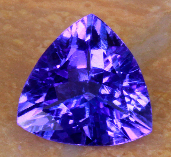 Trilliant Tanzanite Measures 6.5 mm with Violet Blue Intense Color .96 Carats