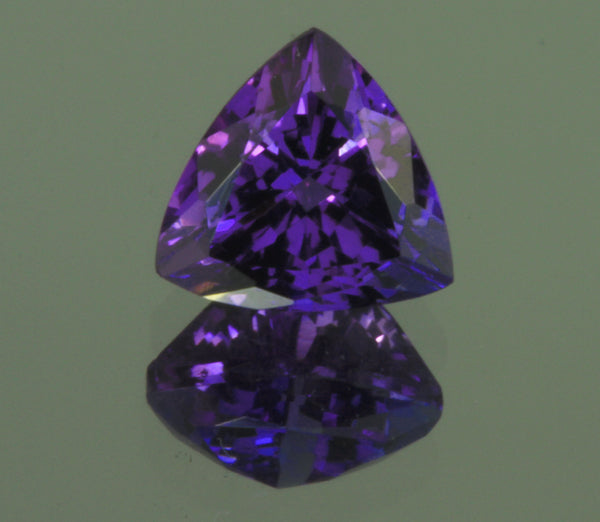 Vivid Colored Trilliant Tanzanite Measures 7.3 Millimeters