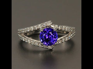 14k White Gold Tanzanite and Diamond Ring 1.35 Carats