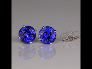 14k White Gold Round Tanzanite Stud Earrings 3.23cts