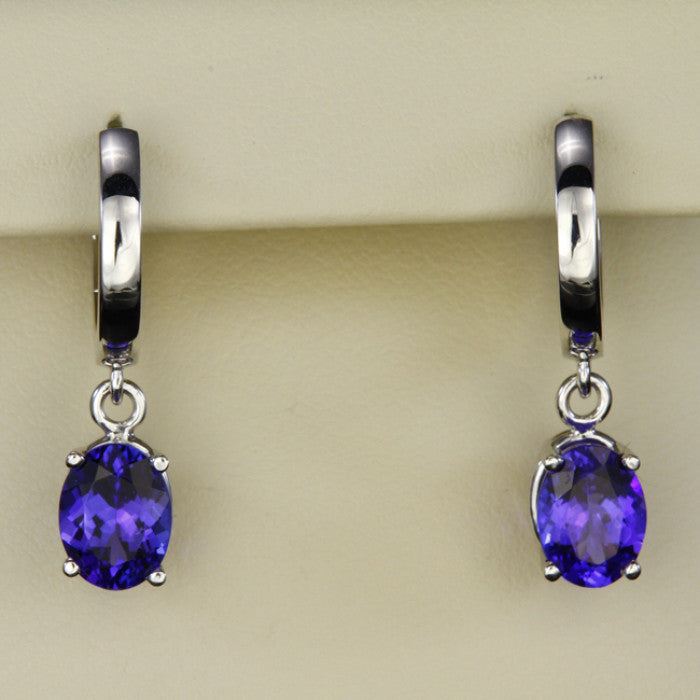 Oval Tanzanite Huggie Earrings