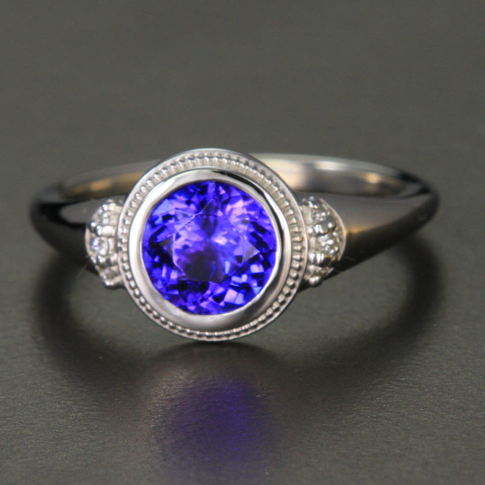 Bezel set hot sale tanzanite ring