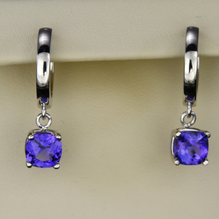 Oval Tanzanite Huggie Earrings