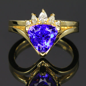 unique trilliant tanzanite crown diamond ring