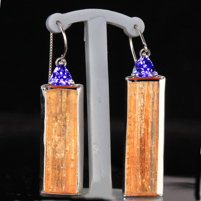 14K White Gold Imperial Topaz & Tanzanite Earrings